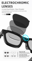 Lunettes Intelligentes Électrochromiques SENDER T200C 800W avec Caméra 1080P, Traduction en Temps Réel, Lecture Musicale et Reconnaissance d'Objets Intelligente