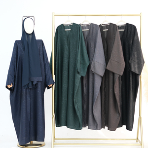 Loriya Aïd Ramadan Été Robes pour Femmes Vêtements Islamiques Modestes Abaya Cardigan <span class=keywords><strong>Kimono</strong></span> Ouvert Devant Ensemble Hijab pour Dames Musulmanes - Product Image 2