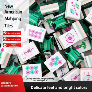 Luxury Modern 160-Piece Personalized Artwork Green Crystal 4-Player <b>Entertainment</b> Miss Acrylic American Mahjong Tile Set - Product Image 3