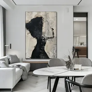 Pintura al Óleo Abstracta Texturizada Pintada a Mano, Arte de Pared Moderno Minimalista de Mediados de Siglo para Sala de Estar y Comedor - Product Image 1