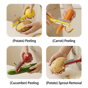 Upstanding Vegetable Peeler with Brush, 3-in-1 Non-Slip Fruit Peeler with Eye Remover for Commercial <b>Kitchen</b> <b>Gadgets</b> - Product Image 6