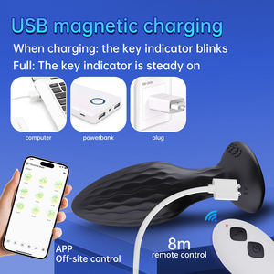 هزاز شرجي دوار بزاوية 360 درجة مع جهاز تحكم عن بعد، لعبة جنسية ومقبس سيليكون ملتوي يصدر ضوء LED للتدليك - Product Image 3