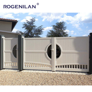 Système de sécurité d'entrée de villa Rogenilan, portails coulissants en aluminium, entrée principale antirouille, design de <span class=keywords><strong>portail</strong></span> à lattes pour l'intimité - Product Image 2