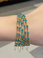 Pulsera de Turquesa en Oro Sólido de 18K Xinfly, Brazalete de Diseño Articulado, Joyería Fina Hecha a Mano para Mujer
