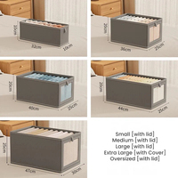 Boîte de rangement pour vêtements en tissu Oxford avec fenêtre, robuste, pliable, pour placard, tiroir, boîte à vêtements pour optimiser l'espace