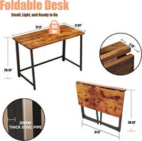 Bureau pliant Huacz 31,5 pouces, brun rustique, compact, léger, pour la maison, le bureau, le dortoir, l'espace de travail artisanal, montage facile
