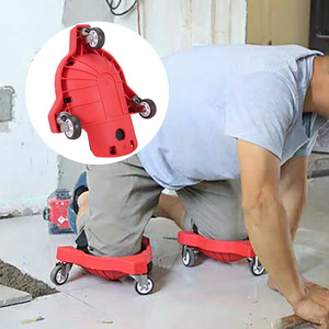 Sliding Knee Pads With Caster Wheels Red Knee Protection For Tile <b>Flooring</b> Woodworking - Product Image 1