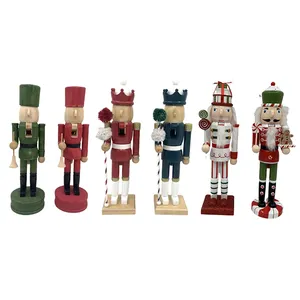 Custom Wholesale Christmas Decorations Wooden Candy Series Nutcracker King Soldier Set Of 3 Desktop Decoration Nutcracker