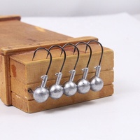 4x Jig Head Timbal Tanpa Cat untuk Memancing di Laut 3.5g-20g Bentuk Bola Bulat dengan Kerah Berduri