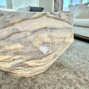 Yushi Sang Trọng Trắng Traveronyx Đa Giác Thời Trang Bàn Cà Phê Trong Suốt Trung Tâm Bảng Cho Nhà Đồ Nội Thất Phòng Khách - Product Image 3