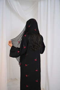 R-399 Dubai Nuovo Set Estivo da Donna 2 Pezzi Abaya Hijab con Ricamo Floreale <span class=keywords><strong>Abbigliamento</strong></span> <span class=keywords><strong>Islamico</strong></span> Tradizionale del Produttore - Product Image 3