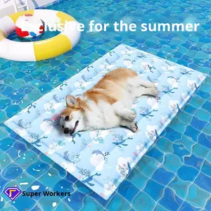 Fournitures de refroidissement <span class=keywords><strong>pour</strong></span> animaux de compagnie lit de nid de glace d'été imprimé tapis de glace <span class=keywords><strong>pour</strong></span> animaux de compagnie <span class=keywords><strong>pour</strong></span> <span class=keywords><strong>chiens</strong></span> et chats tapis de sol <span class=keywords><strong>pour</strong></span> un sommeil confortable - Product Image 5