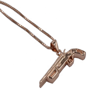 Pendentif personnalisé en forme de pistolet en argent sterling 925 arme en métal pistolet hommes pendentif hip hop