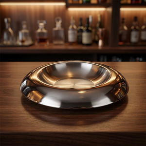 Assiette de service ronde en acier inoxydable, design minimaliste poli, compatible lave-vaisselle, vaisselle et assiettes en métal - Product Image 2