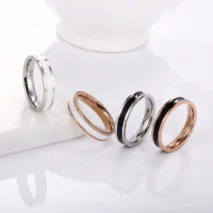 Classic Titanium Steel Ring Engagement Wedding Bands For Men Female Couple Black Silver Color Fashion Jewelry