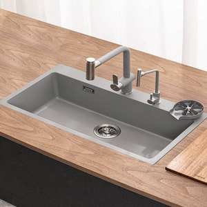 Fregadero de cocina multifuncional de acero inoxidable engrosado, de un solo tanque grande, silencioso, a prueba de olores, para instalar bajo encimera. - Product Image 1