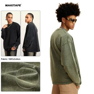 Chemise à manches longues pour homme W0156 270 Gsm 100% coton, lavée à l'acide, t-shirt vintage lourd à manches longues personnalisé pour homme - Product Image 3