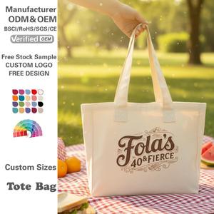 Bolsa Tote de Lona de Algodón Beige con Diseño Nuevo 2026, Fabricante de Bolsas Grandes, Logotipo Personalizado Impreso, Reutilizable, Unisex, Estilo London - Product Image 1