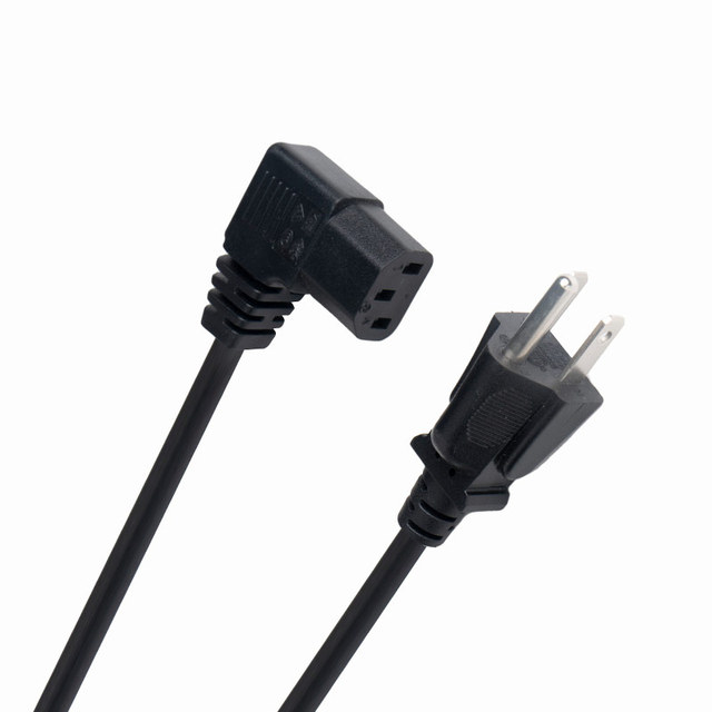 US Standard AC Power Cord NEMA 5-15P With Right Angle C13 10A 125V Replacement Power Supply Cable for PC Monitor TV Computer