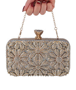 手作りの豪華なクリスタルラインストーンイブニングバッグ花ブリンブリングリッターハンドバッグウェディングバッグ女性クラッチ - Product Image 4