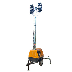 <b>Light</b> Tower Solar Powered <b>LED</b> Lighting For Outdoor Mining Construction Sites 50000 Hours Lifespan E27 Bulb Base Steel Lamp - Product Image 4
