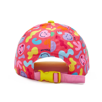 Casquette de baseball pour enfants en gros, motif dessin animé, impression arc-en-ciel souriant, broderie appliquée, visière incurvée, chapeau de protection solaire d'été