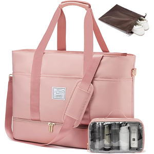 Échantillon gratuit en gros Sac de plage d'été imprimé écologique pour femmes Sac à main de voyage en toile avec bandoulière - Product Image 1