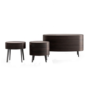 Table <span class=keywords><strong>de</strong></span> chevet minimaliste italienne en bois massif cendré avec plateau en verre trempé - Product Image 4