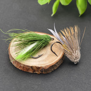 OEM 4 pièces/boîte 34mm 4 #   Mouche sèche en acier au carbone, nouée à la main, avec hameçon à anneau barbelé et poils de cerf, type sauteuse, pour la pêche à la mouche - Product Image 5