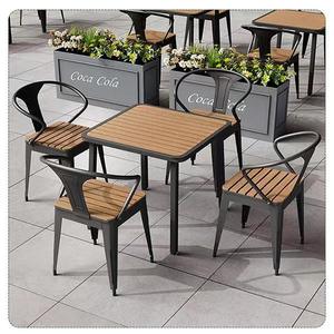 Nordic-style Durable Outdoor Table Chair Set Minimalist Design Natural Wood Solid Wood Construction for Cafes Milk Tea Shops - Product Image 4