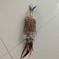 Jouet pour chat en fourrure de lapin avec plumes, fourrure véritable, fait main, jouets pour chats, jouet en fourrure de lapin moelleux avec plumes