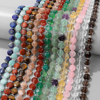 Perles plates rondes facettées hexagonales en gros, pas chères, pierres précieuses naturelles pour la fabrication de bijoux, 10x10x5mm