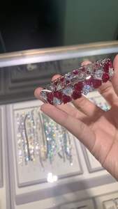 Pulsera de Zirconia en Forma de Corazón con Rubí Cultivado en Laboratorio, Piedras Preciosas Elegantes Estilo Sier - Product Image 1