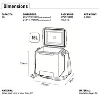 Glacière rigide étanche et durable de 10 L avec sangle réglable, facile à transporter, pour le stockage de glace