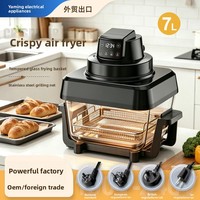 Nouvelle Friteuse à Air Électrique Croustillante avec Double Cuve en Verre, Grande Capacité 1400W pour Usage Domestique, Garantie 12 Mois, Exportation US