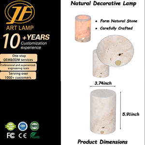 Lampe de table en marbre travertin beige, décoration de luxe pour la maison, pierre de grotte blanche, veilleuse, lumière d'ambiance - Product Image 6