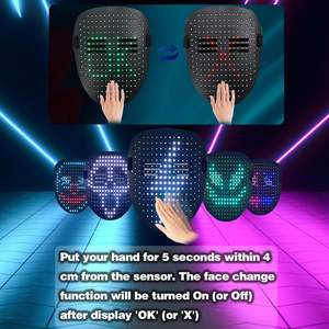 Máscara LED de EVA con Sensor de Gestos y Patrón Floral Colorido para Carnaval, Fiesta, Halloween, con Batería de 700mAh, 3535RGB, Cobertura Facial Completa, <span class=keywords><strong>Redshark</strong></span> - Product Image 4