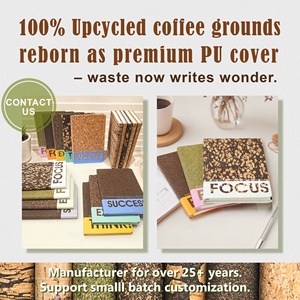 Green Office Eco Journal Impresión personalizada A5 Material de corcho Coffee Ground Cover Line Dot <span class=keywords><strong>Grid</strong></span> Planner <span class=keywords><strong>Notebook</strong></span> con impresión de tinta de soja - Product Image 2