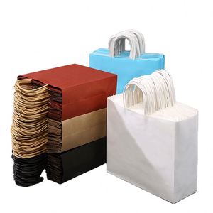 Bolsa de Papel Kraft Marrón y Blanca con Logotipo Personalizado Impreso, para Compras, Entrega de Alimentos, Comida para Llevar, Regalos, con Asa, Nueva 2026 - Product Image 3