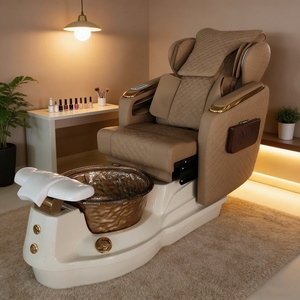 Sillón de Pedicura de Lujo con Asiento Reclinable, Bañera sin Tuberías, Luz LED, Calor y Masaje para Salón de Uñas - Product Image 1