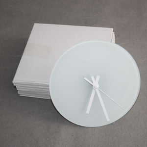 Horloge murale en verre à suspendre Topjlh, vierge pour sublimation, style artistique avec logo personnalisé et aiguilles en verre, pour la décoration moderne de la maison et <span class=keywords><strong>du</strong></span> bureau - Product Image 5