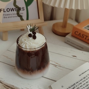 Milk Foam Iced Americano Coffee Scented Candle Glass <b>Cup</b> Decor Shooting Prop Gift Souvenir - Product Image 4