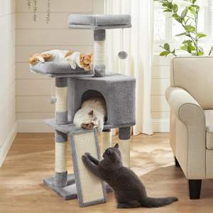 Perlengkapan Kucing Modern dari Kayu yang Kokoh, Terpasang di Dinding, dengan Rumah Kucing, Jembatan, dan Penggaruk Pohon - Product Image 1