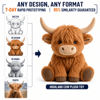 Peluche Mascotte Vache des Highlands OEM, Jouet en Peluche Doux de Haute Qualité, Merchandising de Marque, Logo Personnalisé, Conception de Personnage Animal en Peluche Sur Mesure