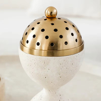 Brûleur à encens Mabkhara en pierre de travertin de luxe STONEKOCC, brûleur à bakhoor en marbre naturel avec couvercle en laiton, encensoir Oud Mubkhar
