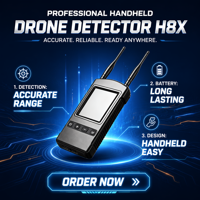 100MHz-6GHz Full Band Drone Detector 1-3km Portable Handheld Display Precise Positioning DJI FPV UAV Early Warning Security