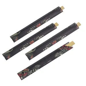 Palillos chinos desechables de bambú con manga de paquete de papel con logotipo personalizado japonés impreso Sushi Tensoge