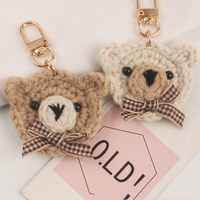 Mini ours en peluche avec nœud, porte-clés, accessoire de bricolage, cadeaux d'anniversaire, petits porte-clés ours en peluche, breloques de sac