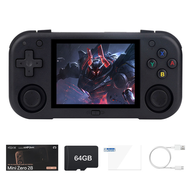 AMPOWN MINI ZERO 28 Handheld Portable Retro Game Console | 2.8 Inch Open Source IPS Screen Gaming Players Support 20+ Simulator