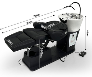 Lit de lavage de cheveux électrique massant, spécialement conçu pour les salons de coiffure - lit de lavage de cheveux semi-inclinable avec circulation d'eau. - Product Image 6